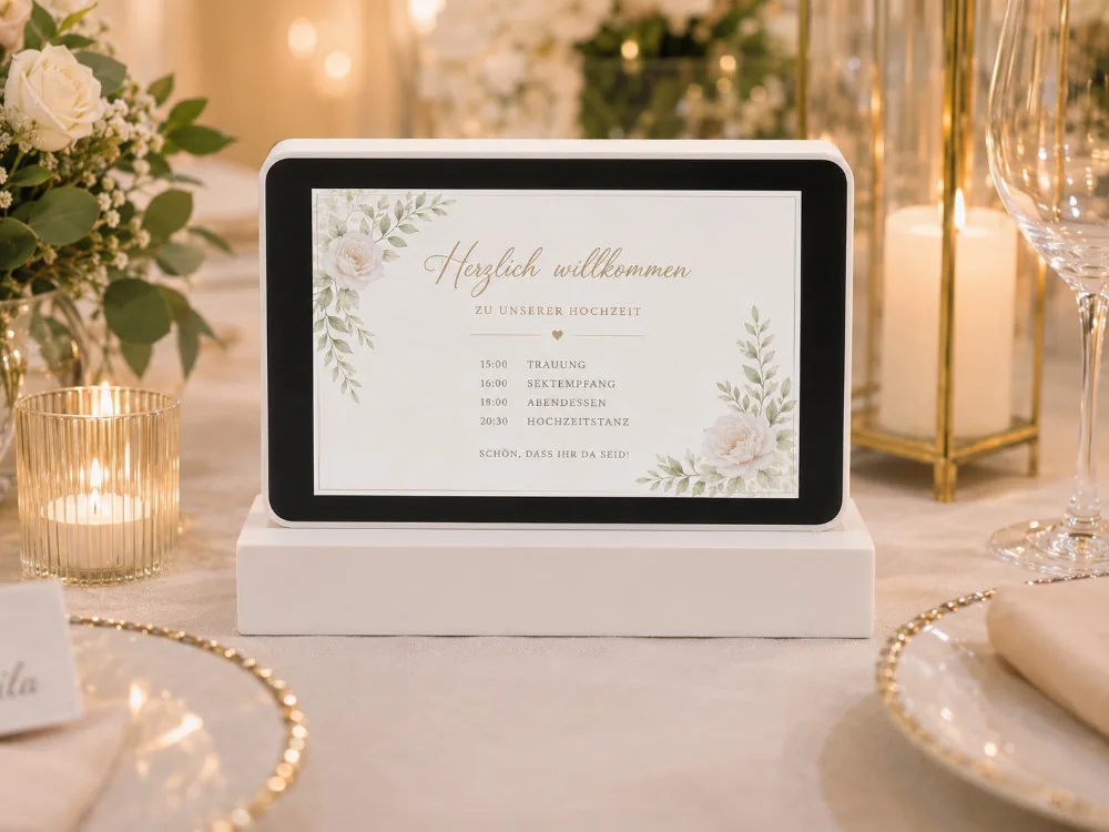 Willkommensanzeige einer digitalen Eventstele aus dem EventStelen-Projekt